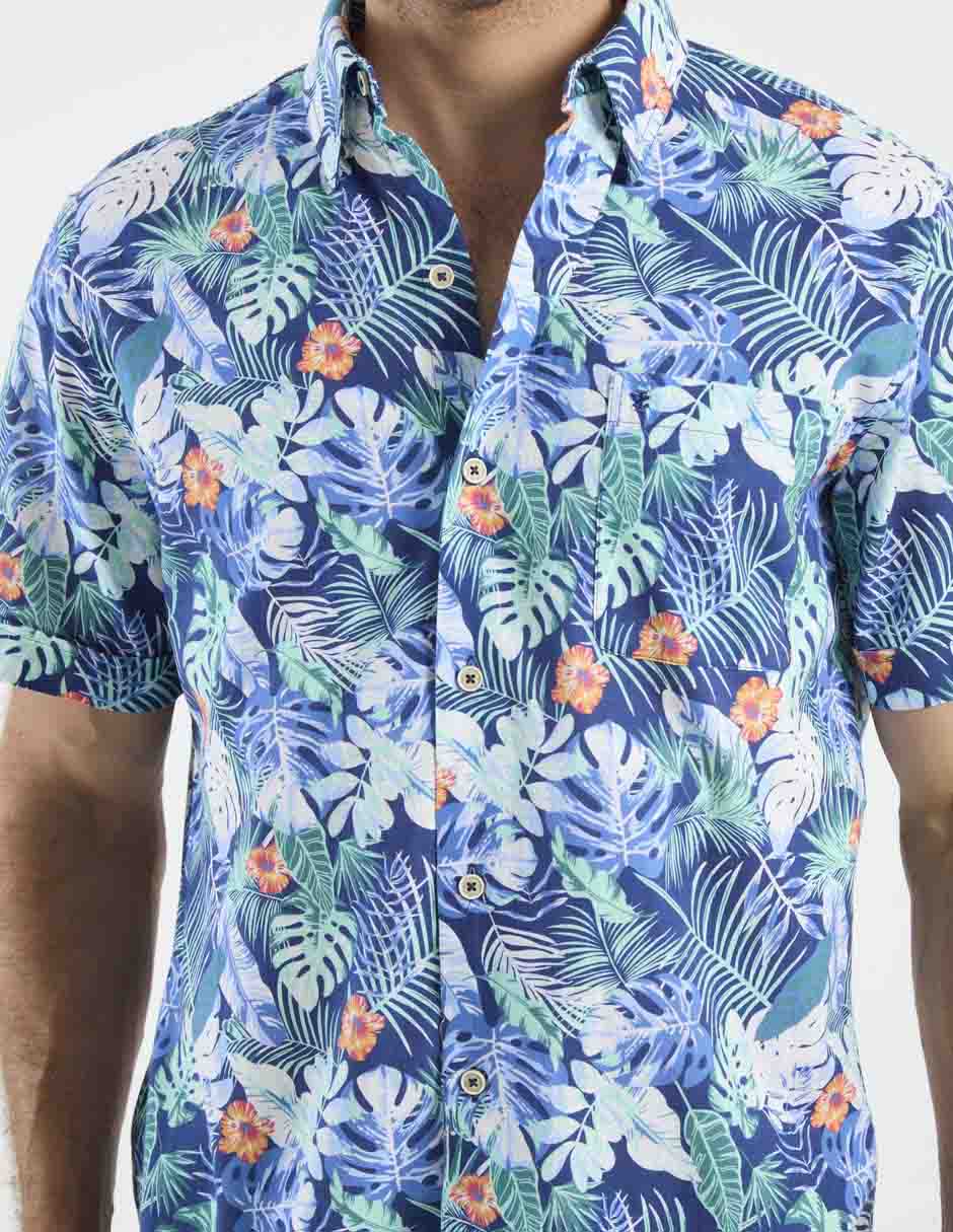 Camisa playa Izod de algodón manga corta para hombre