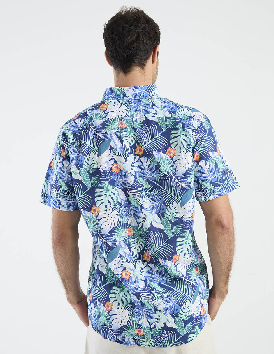 Camisa playa Izod de algodón manga corta para hombre