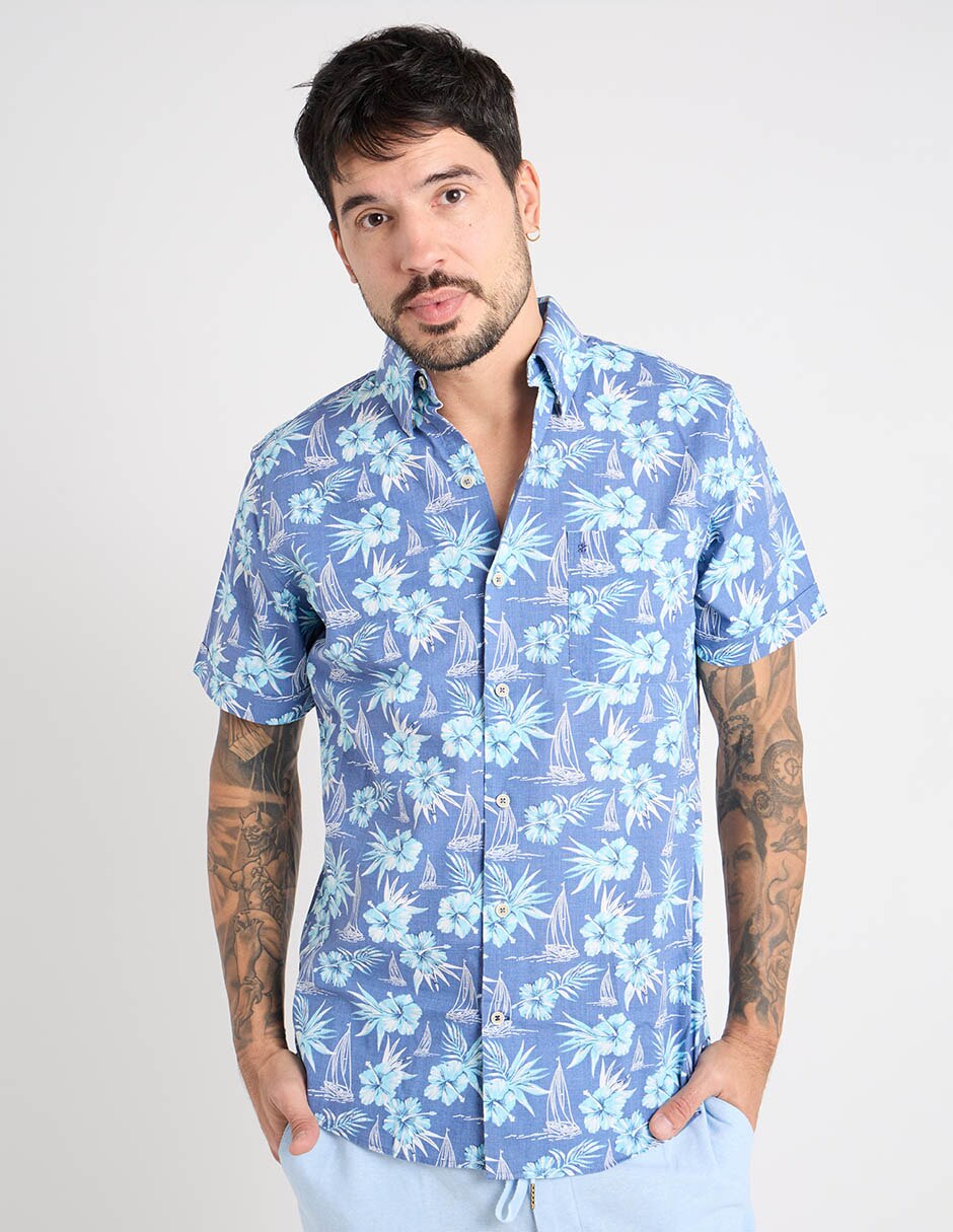 Camisa de algodón manga corta para hombre Camisa de algodón manga corta para hombre