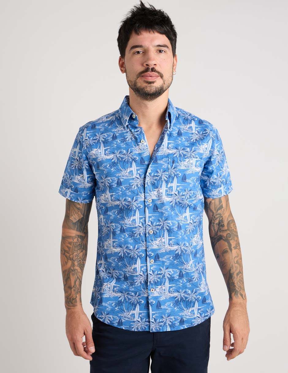 Camisa casual de algodón manga corta para hombre Camisa casual de algodón manga corta para hombre