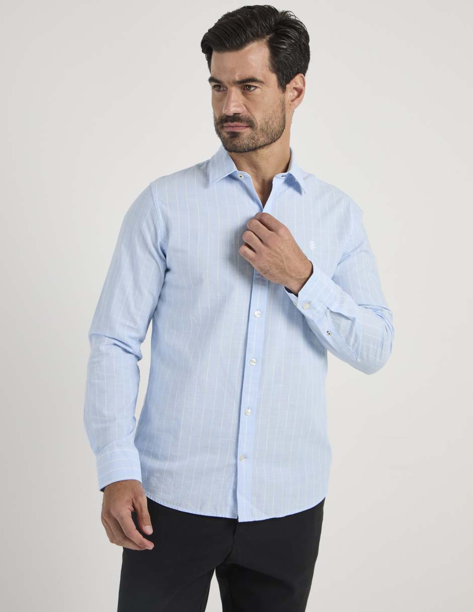 Camisa casual izod de algodón manga larga para hombre