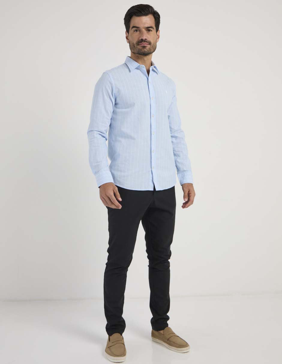 Camisa casual izod de algodón manga larga para hombre
