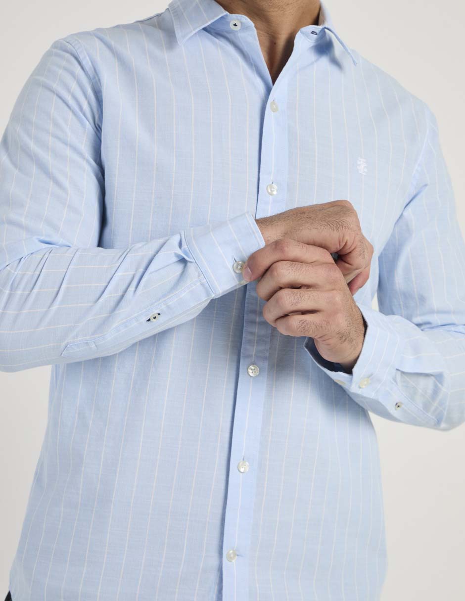 Camisa casual izod de algodón manga larga para hombre
