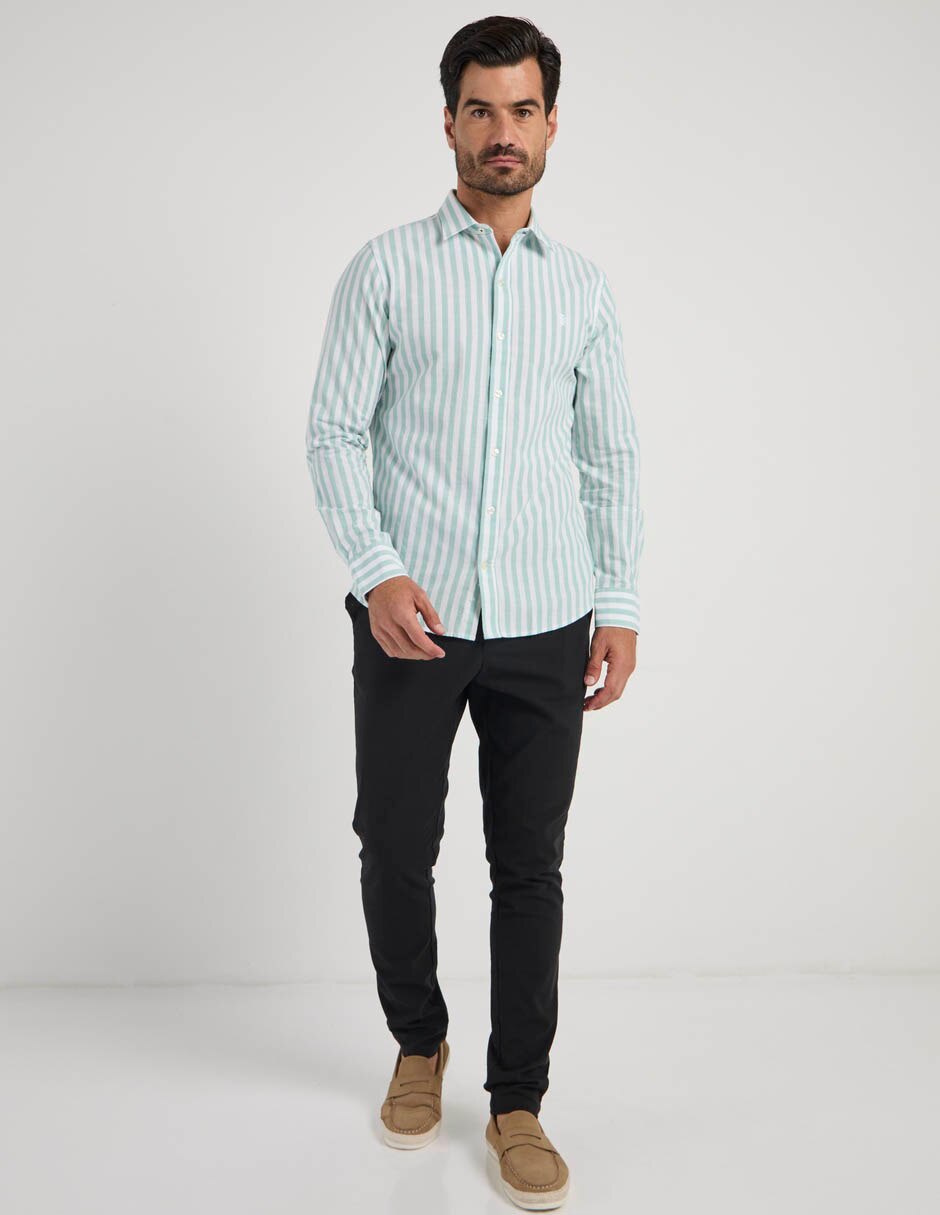 Camisa casual izod de algodón manga larga para hombre