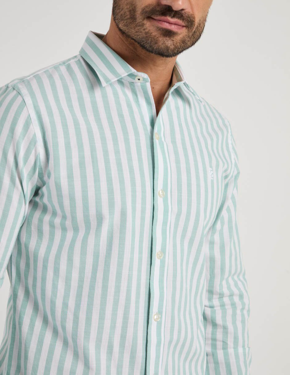 Camisa casual izod de algodón manga larga para hombre