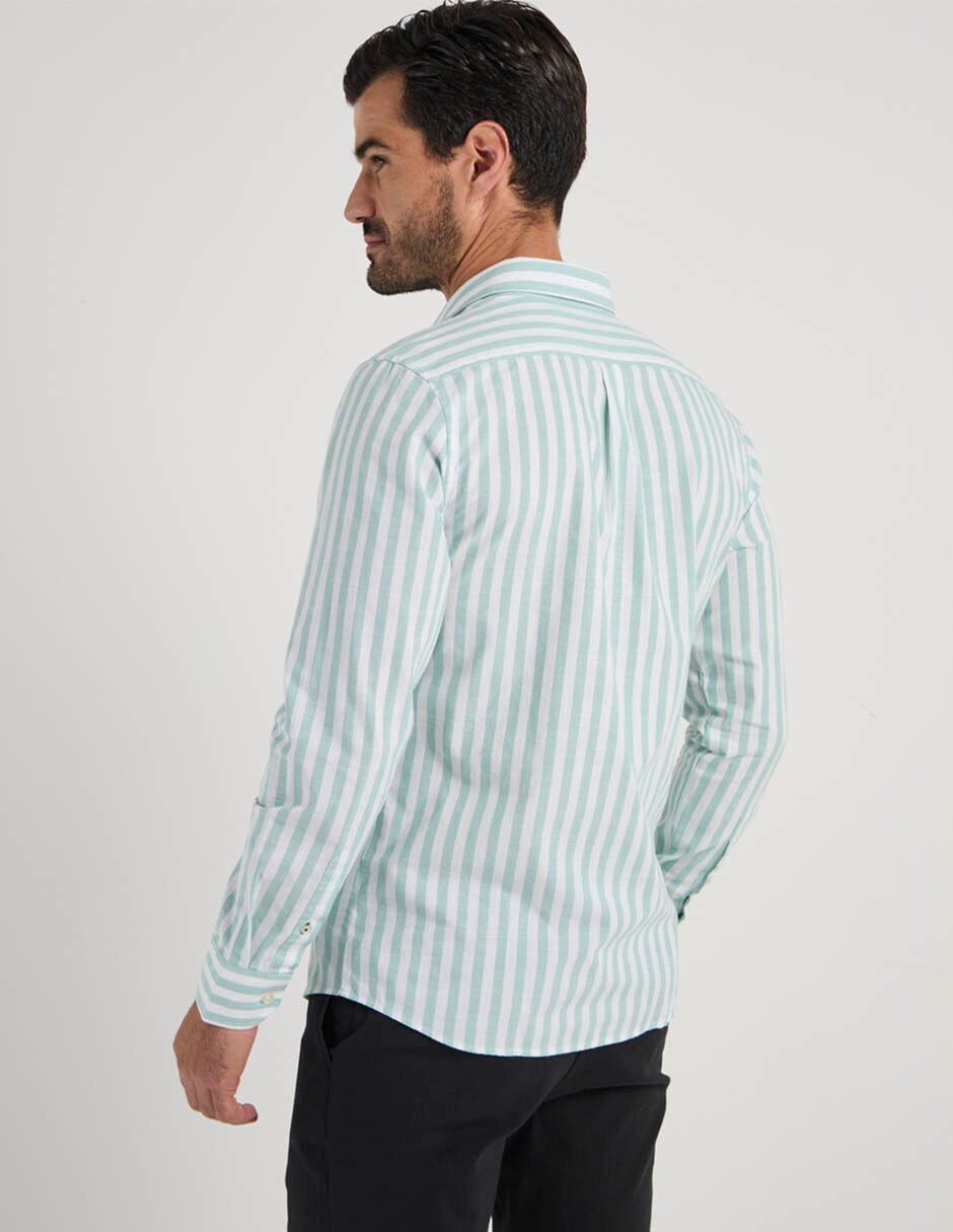 Camisa casual izod de algodón manga larga para hombre
