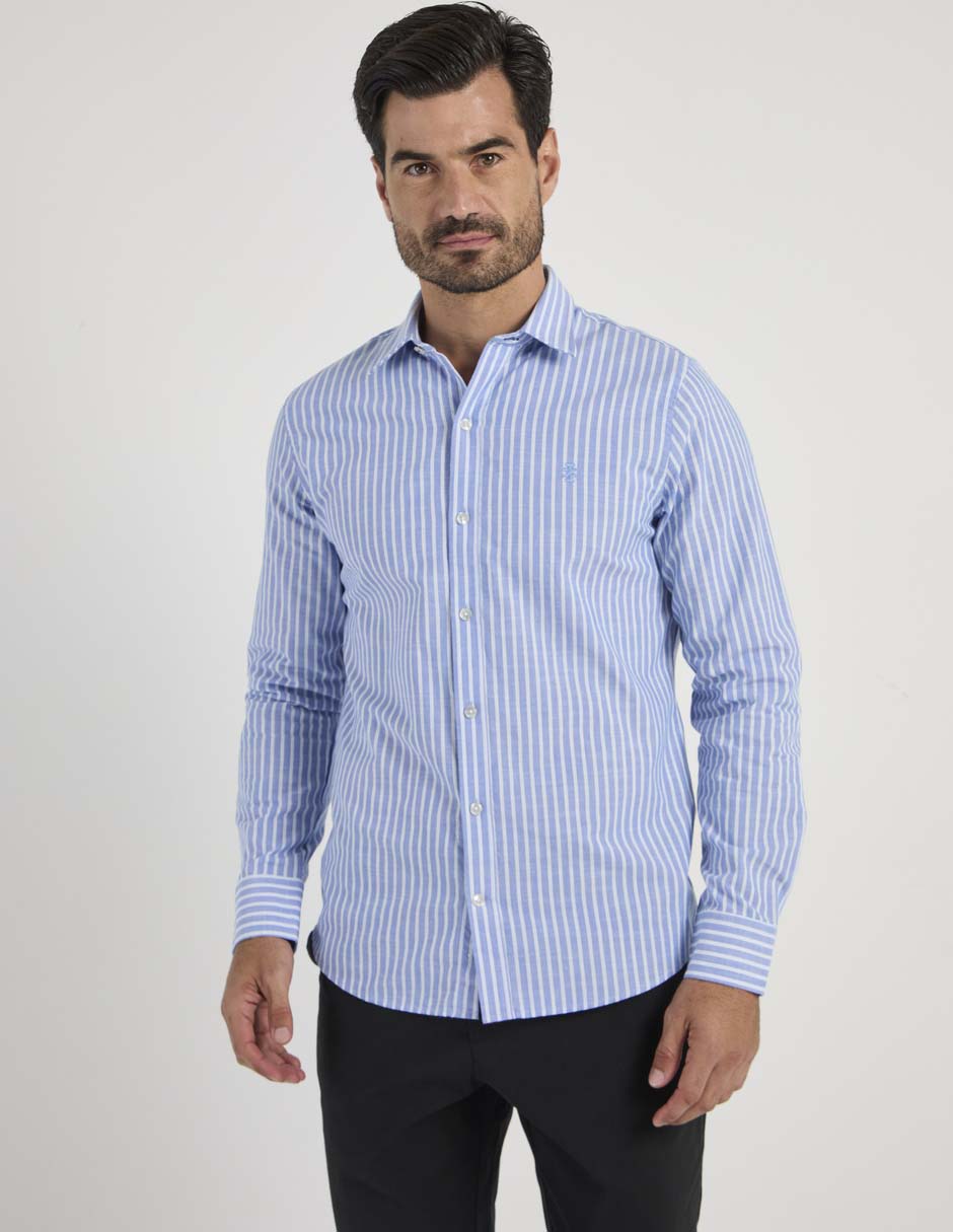 Camisa casual izod de algodón manga larga para hombre