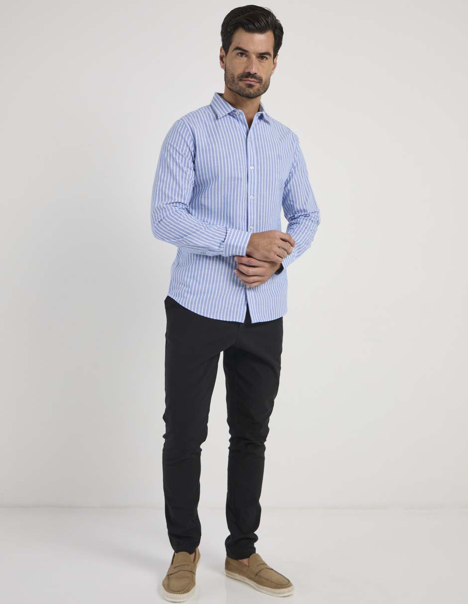 Camisa casual izod de algodón manga larga para hombre
