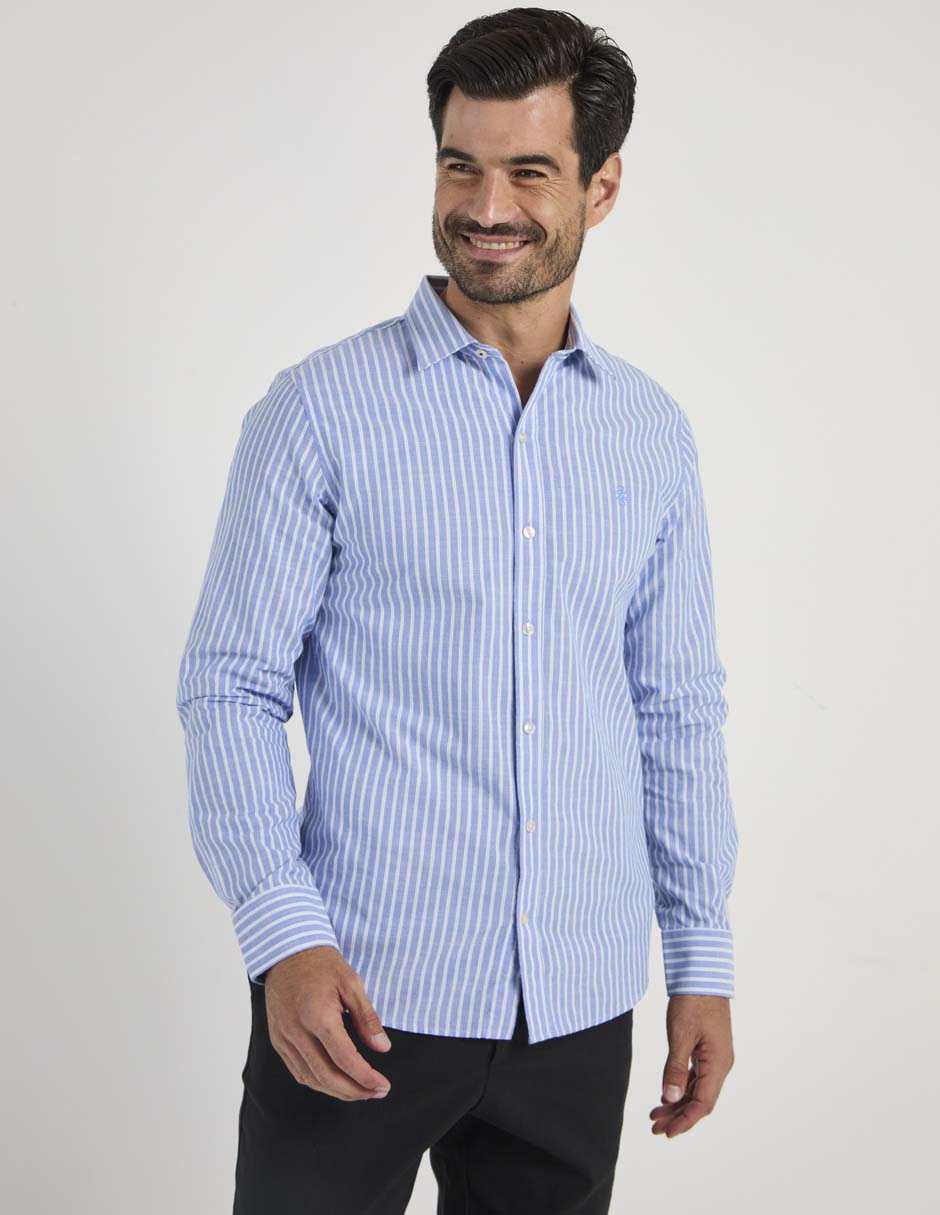 Camisa casual de algodón manga larga para hombre