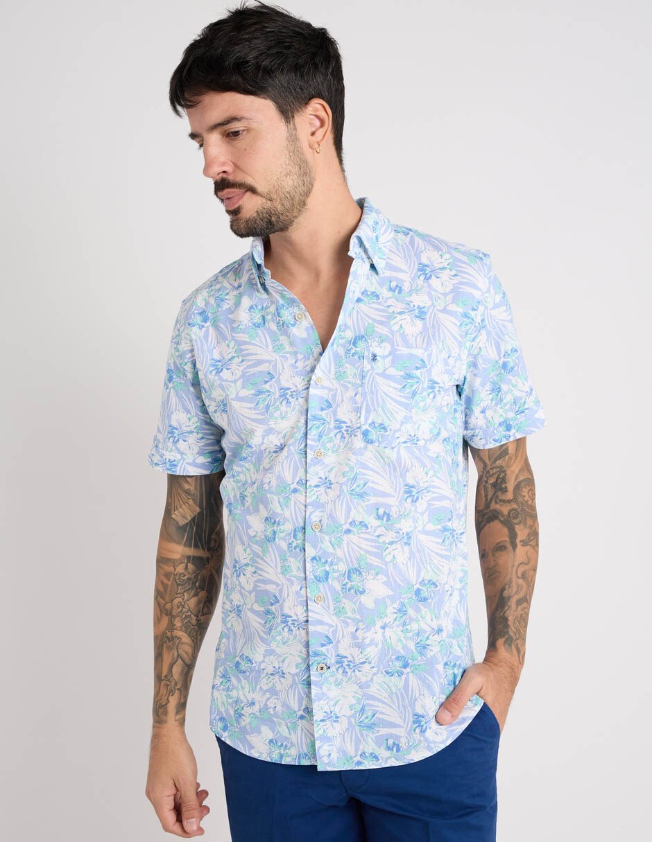 Camisa de algodón manga corta para hombre Camisa de algodón manga corta para hombre