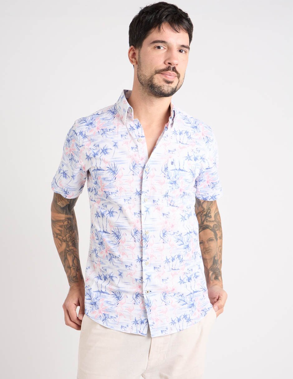 Camisa de algodón manga corta para hombre Camisa de algodón manga corta para hombre