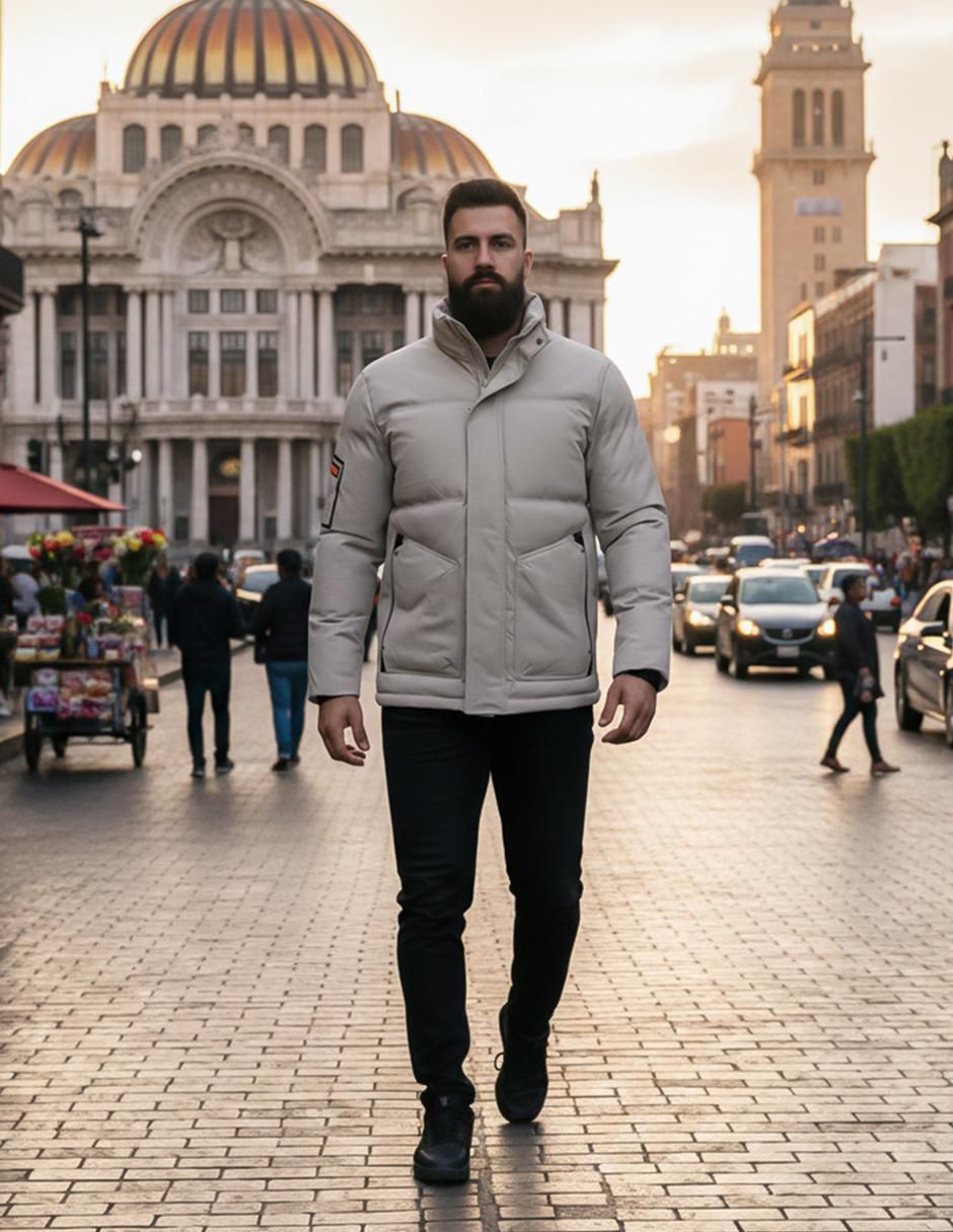 Chamarra casual con bolsillos para hombre