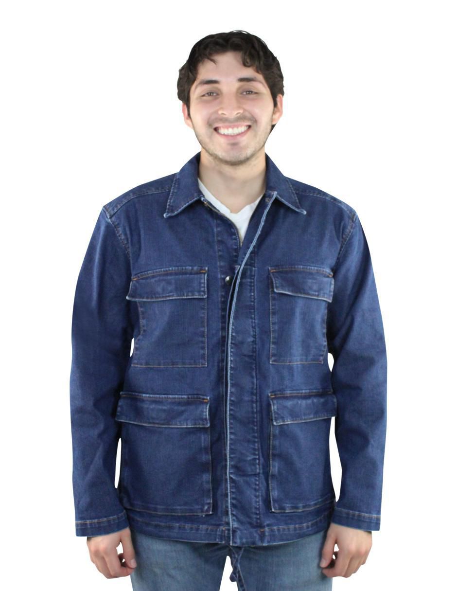 Chamarra denim de mezclilla con bolsillos para hombre