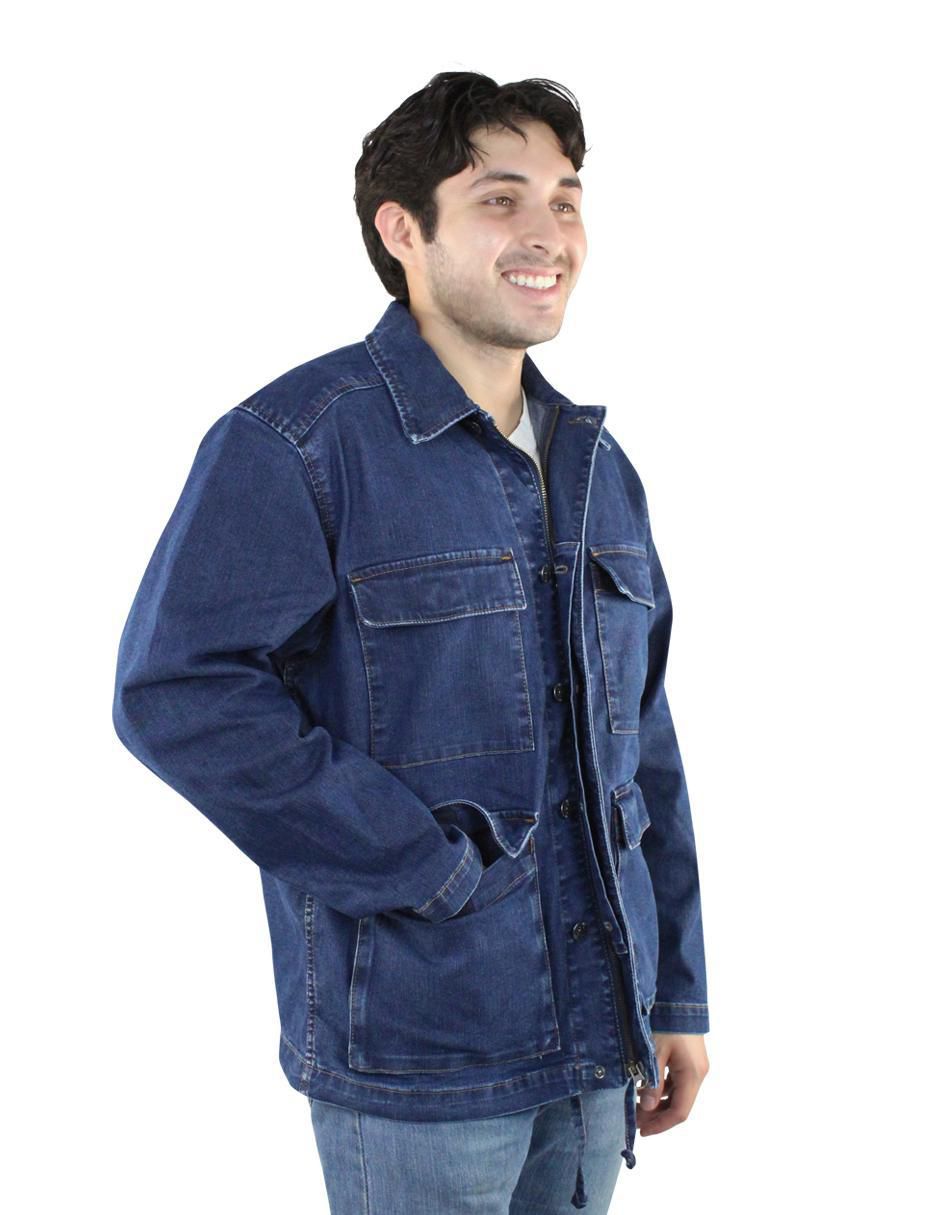 Chamarra denim de mezclilla con bolsillos para hombre 2
