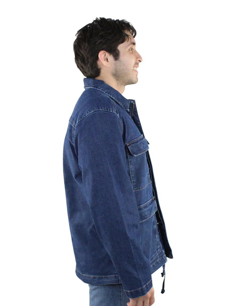 Chamarra denim de mezclilla con bolsillos para hombre