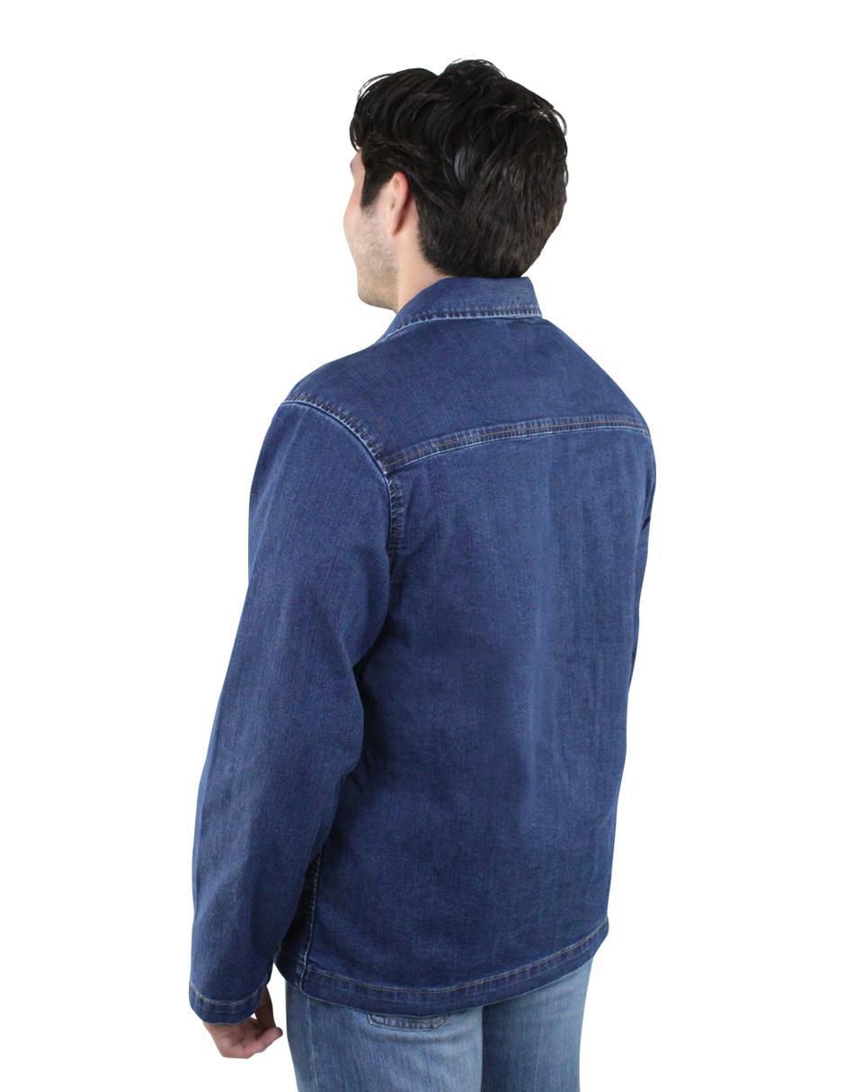 Chamarra denim de mezclilla con bolsillos para hombre
