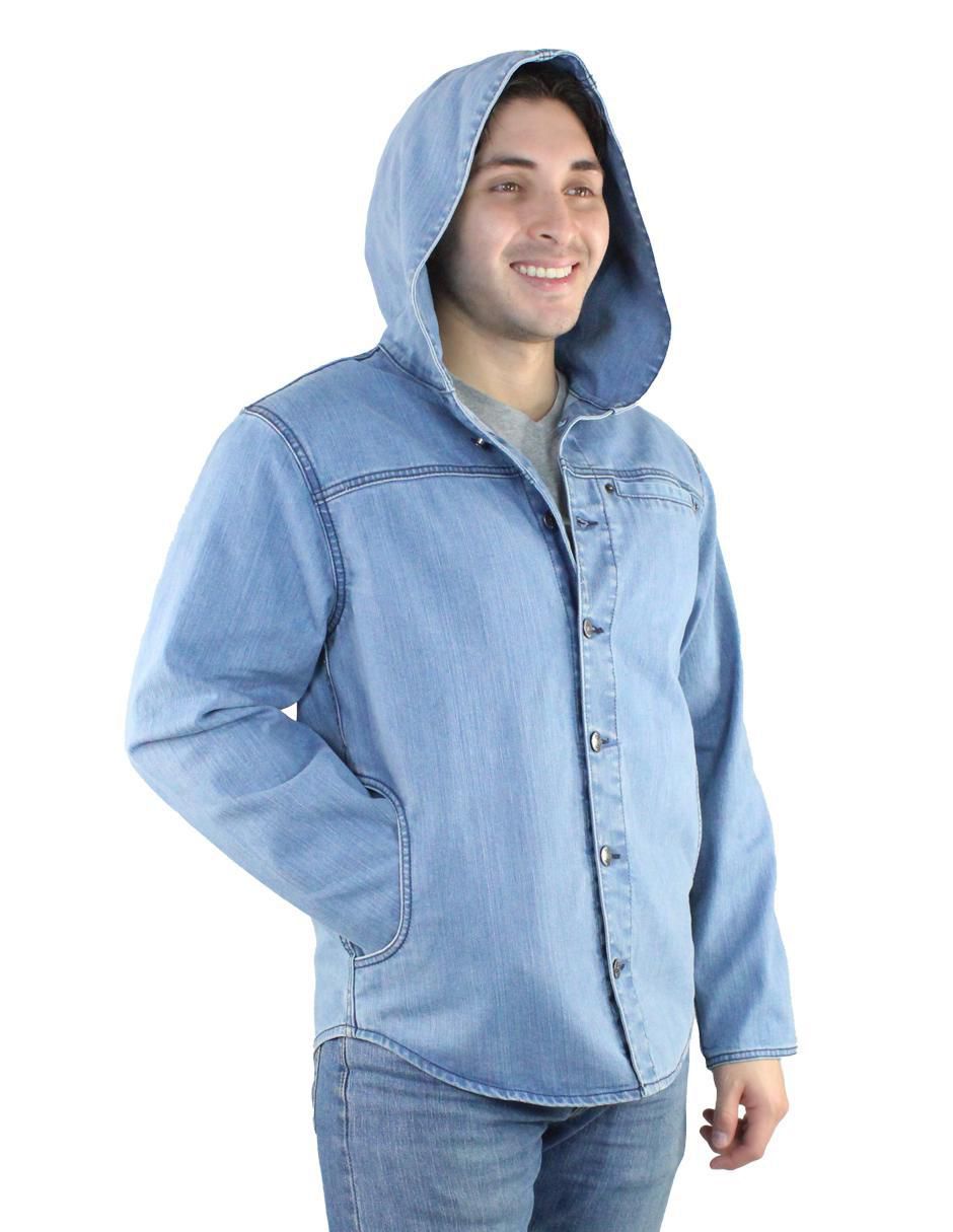Chamarra casual de mezclilla con capucha para hombre Chamarra casual de mezclilla con capucha para hombre