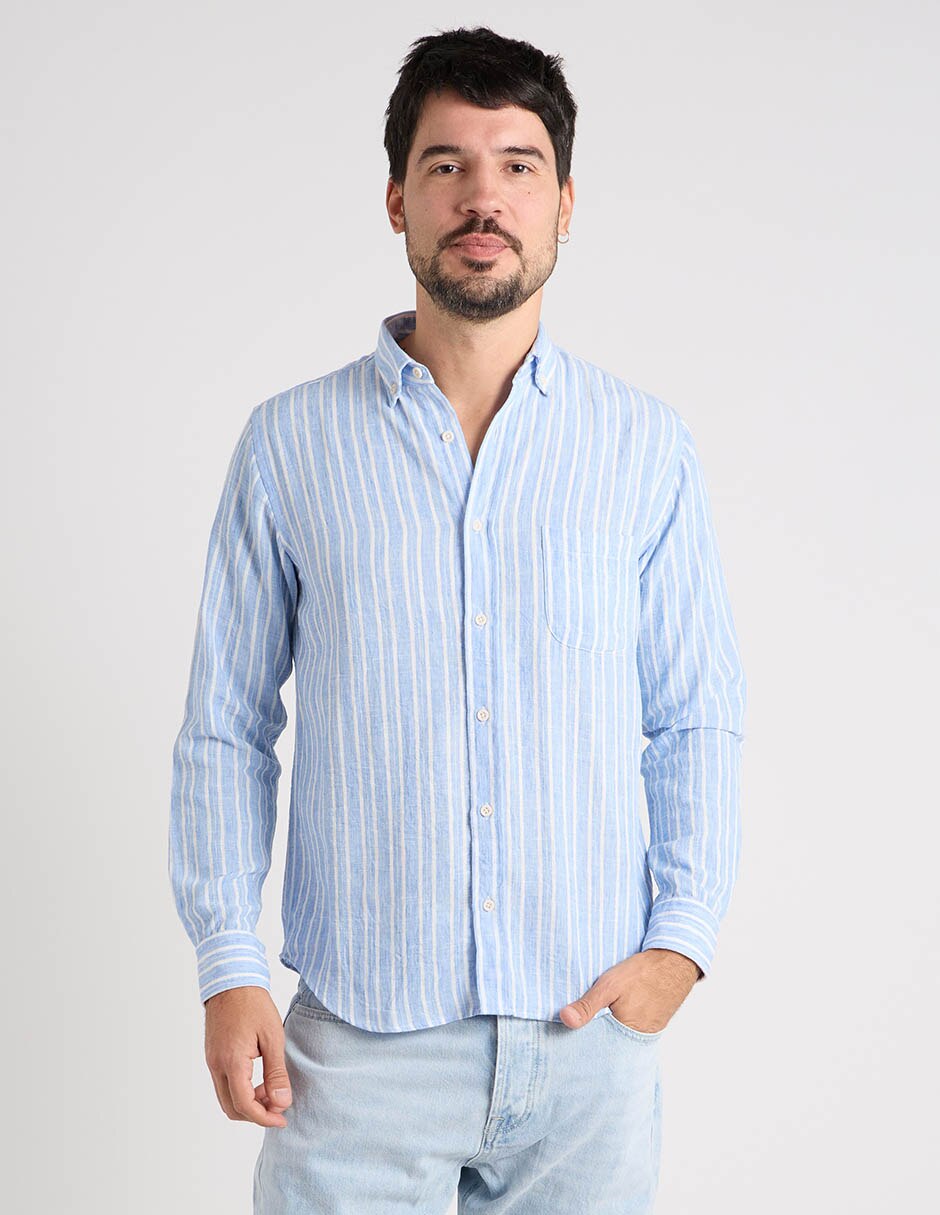 Camisa casual polosur manga larga para hombre