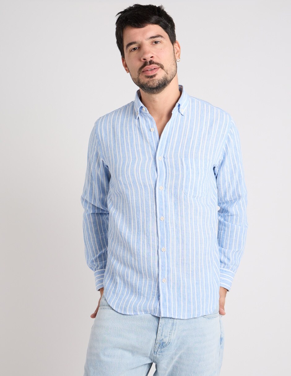 Camisa casual de algodón manga larga para hombre 5