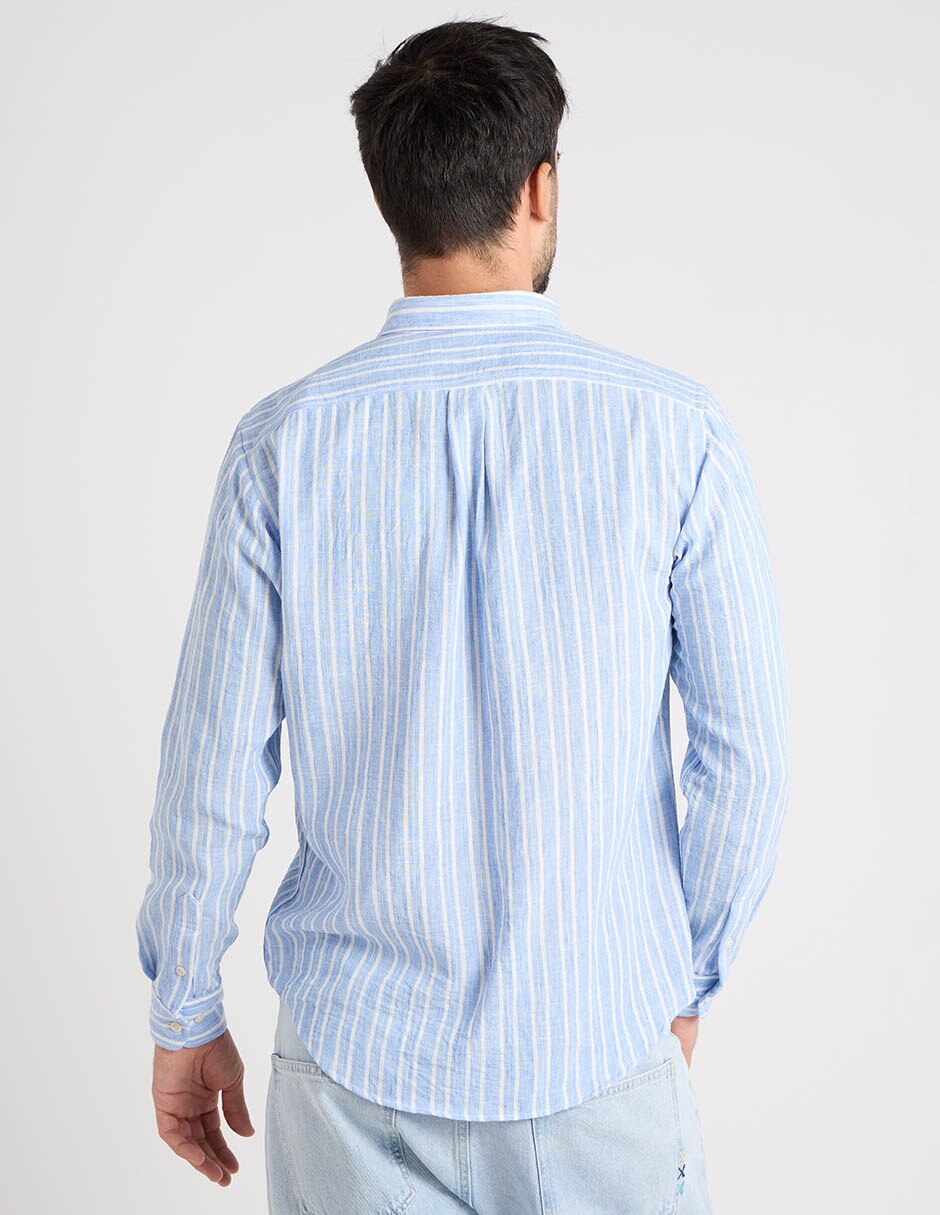Camisa casual de algodón manga larga para hombre 6