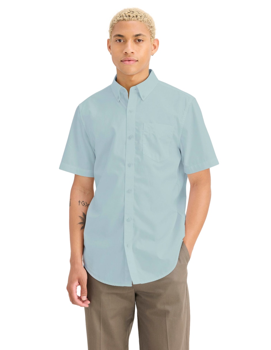 Camisa casual de algodón manga corta para hombre