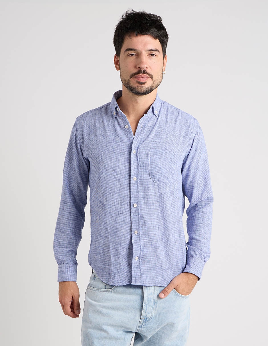 Camisa casual polosur manga larga para hombre