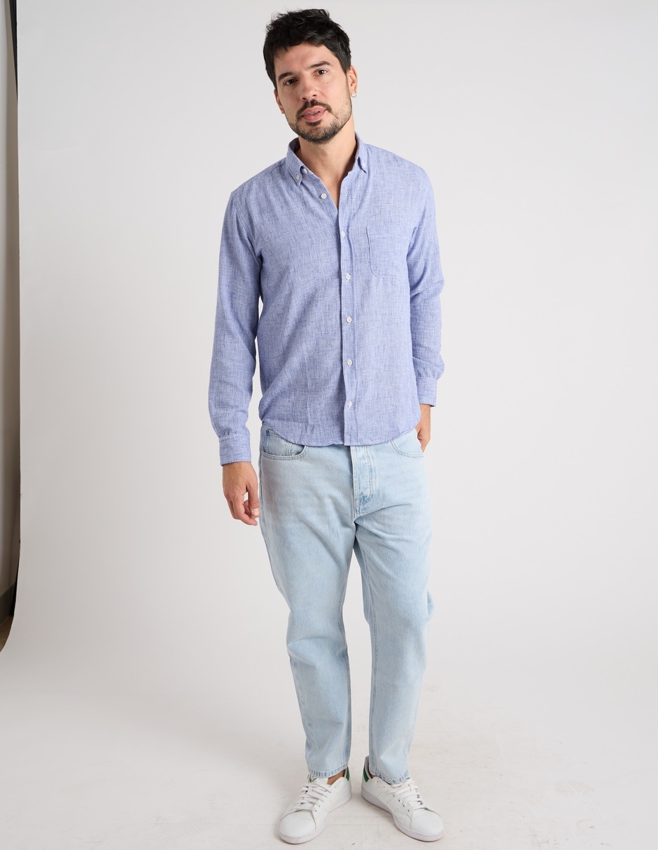 Camisa casual polosur manga larga para hombre