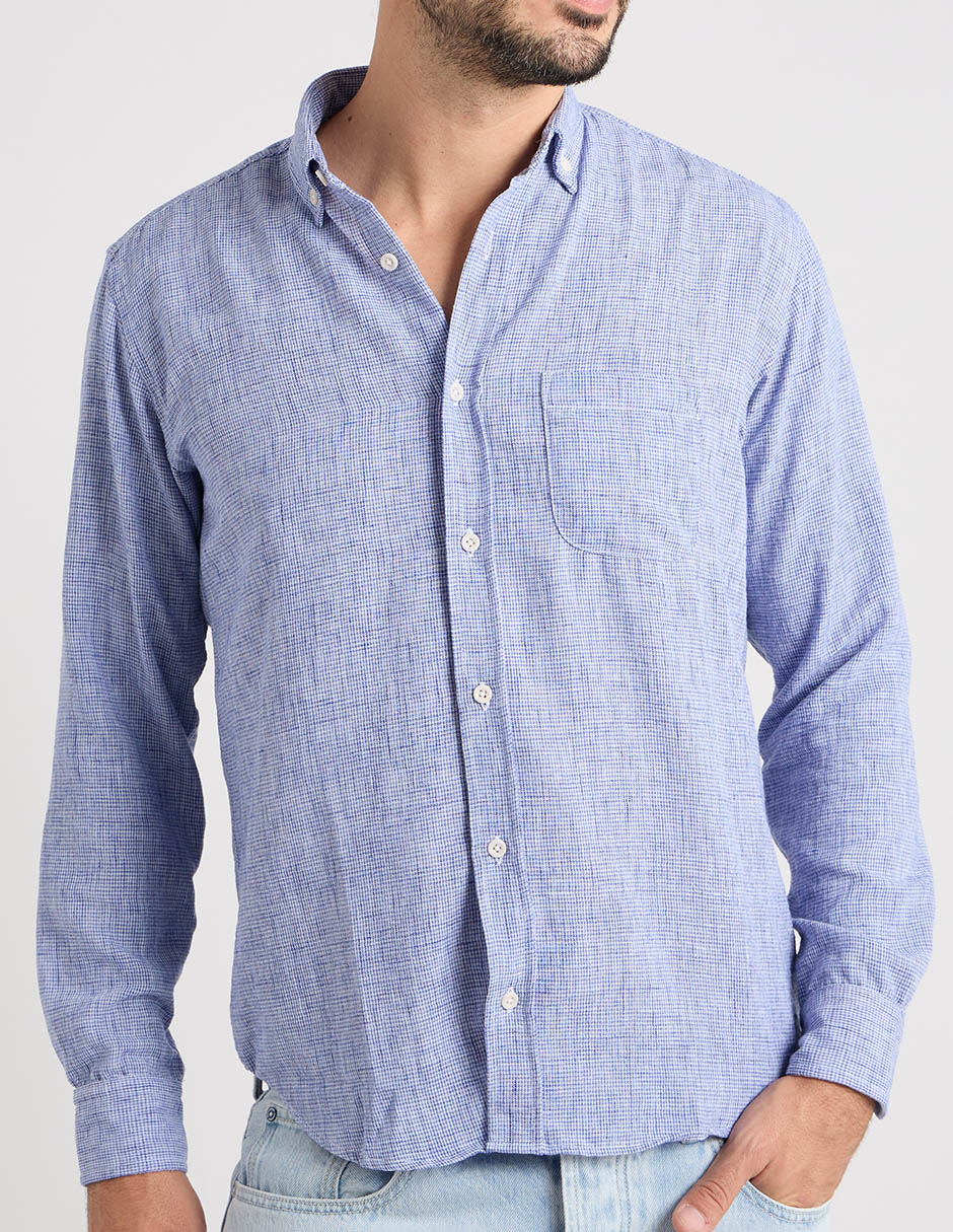 Camisa casual polosur manga larga para hombre