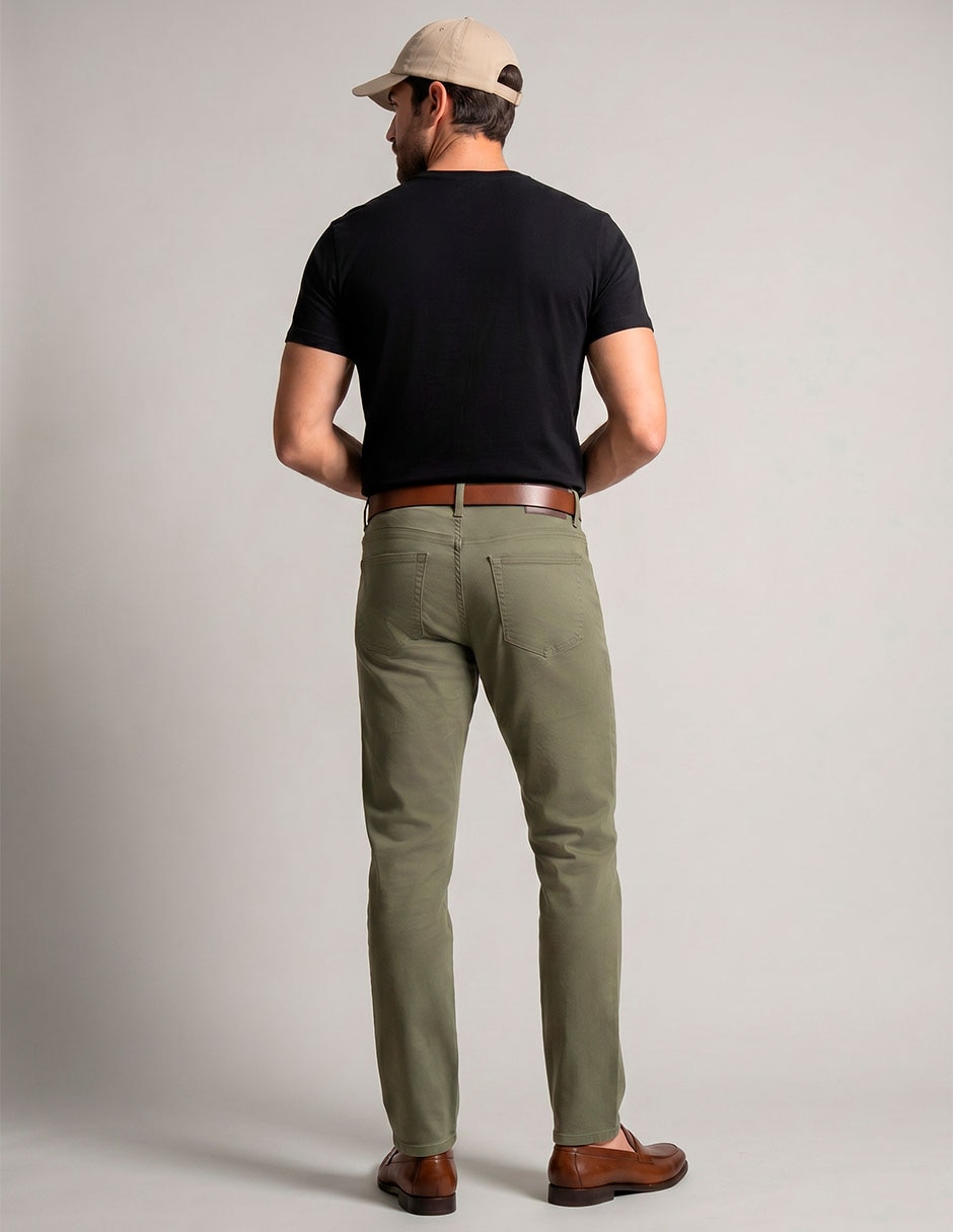 Pantalón Casual Regular Straight De Algodón Y Elastano Para Hombre 2