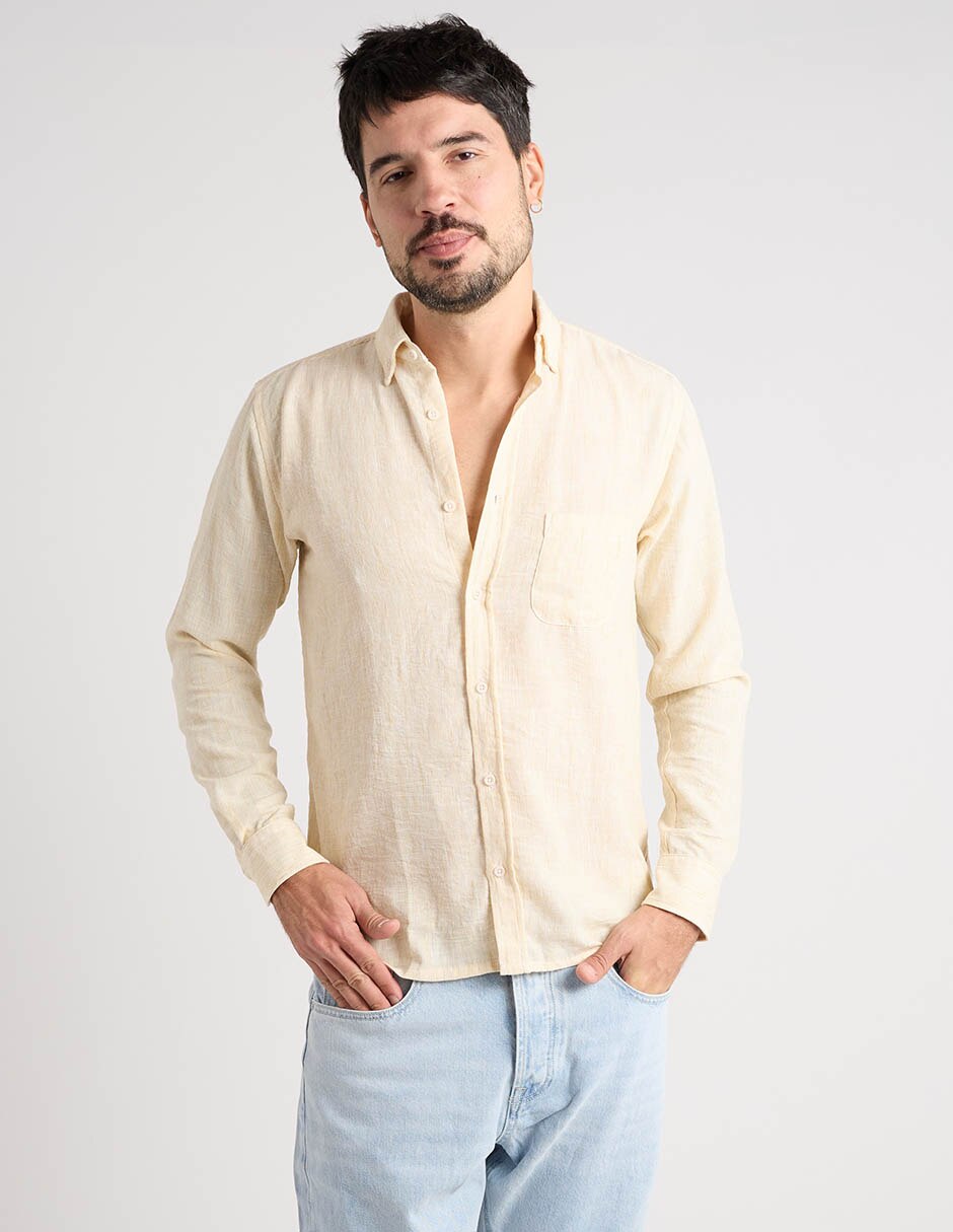Camisa casual Polosur manga larga para hombre