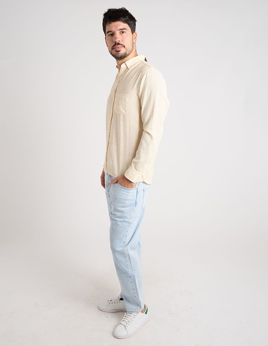 Camisa casual Polosur manga larga para hombre