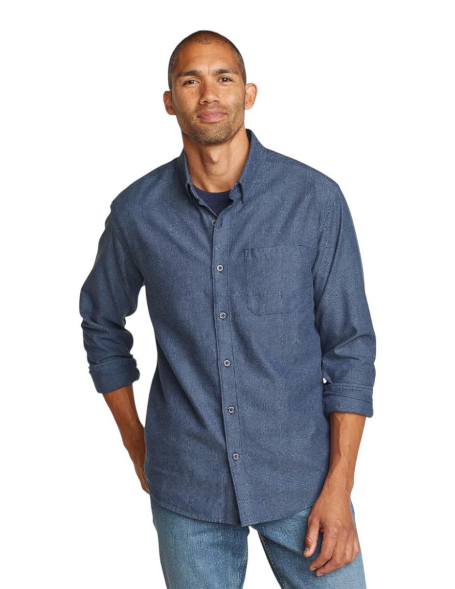 Camisa casual de algodón manga larga para hombre Camisa casual de algodón manga larga para hombre