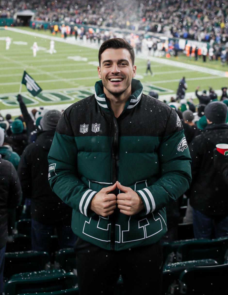 Chamarra acolchada Philadelphia Eagles con bolsillos para hombre