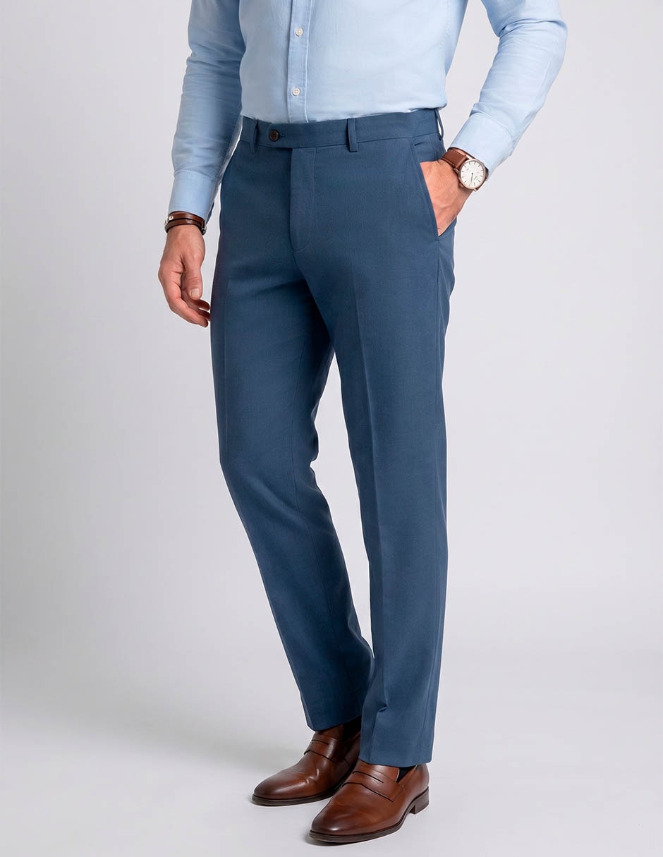 Pantalón Formal Regular Regular De Algodón Y Lino Para Hombre 1