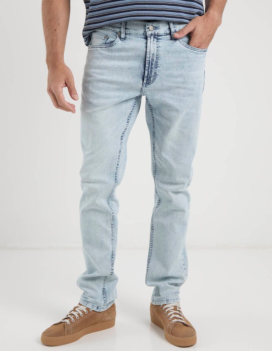 Jeans regular lavado claro para hombre 1