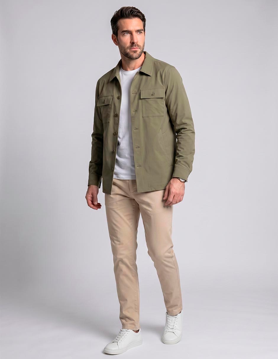 Sobrecamisa casual manga larga para hombre 4