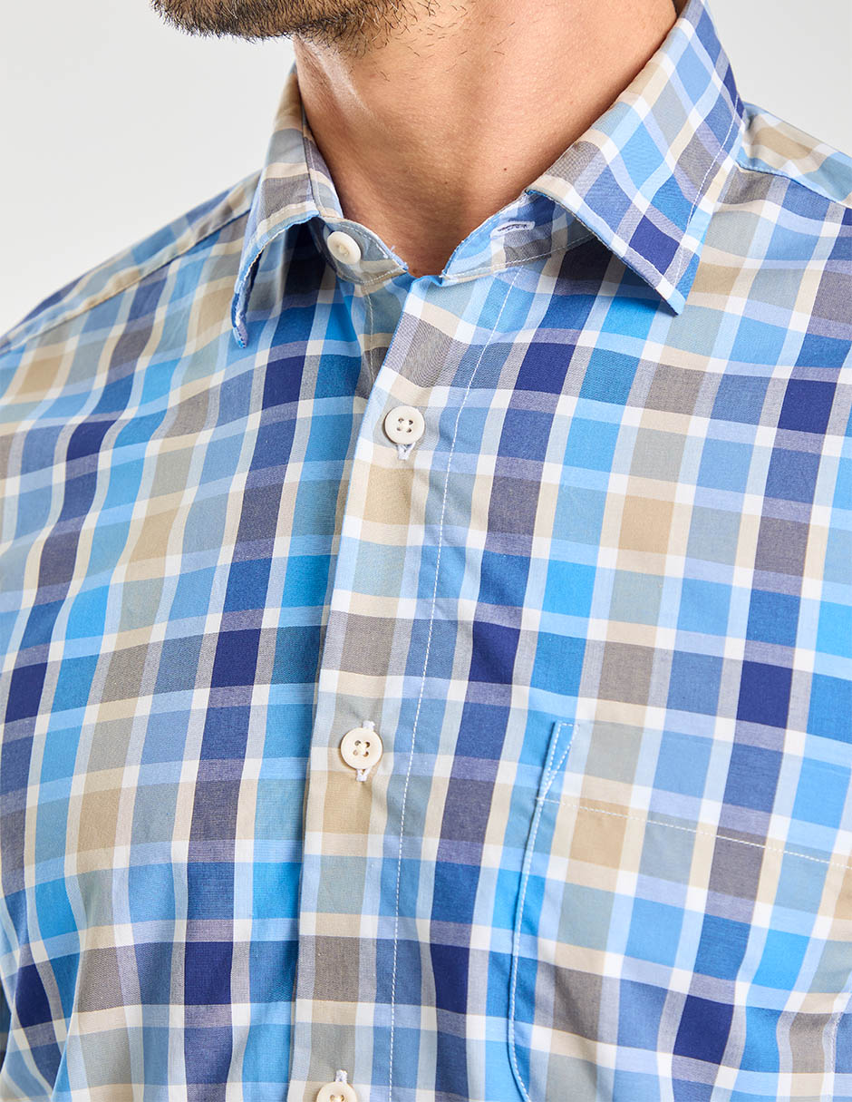 Camisa casual polosur de algodón manga corta para hombre