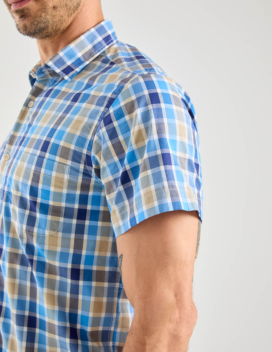 Camisa casual polosur de algodón manga corta para hombre