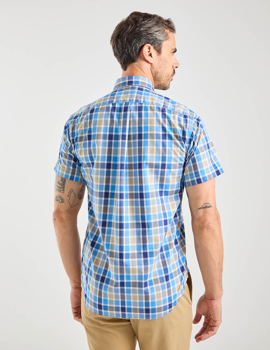 Camisa casual polosur de algodón manga corta para hombre
