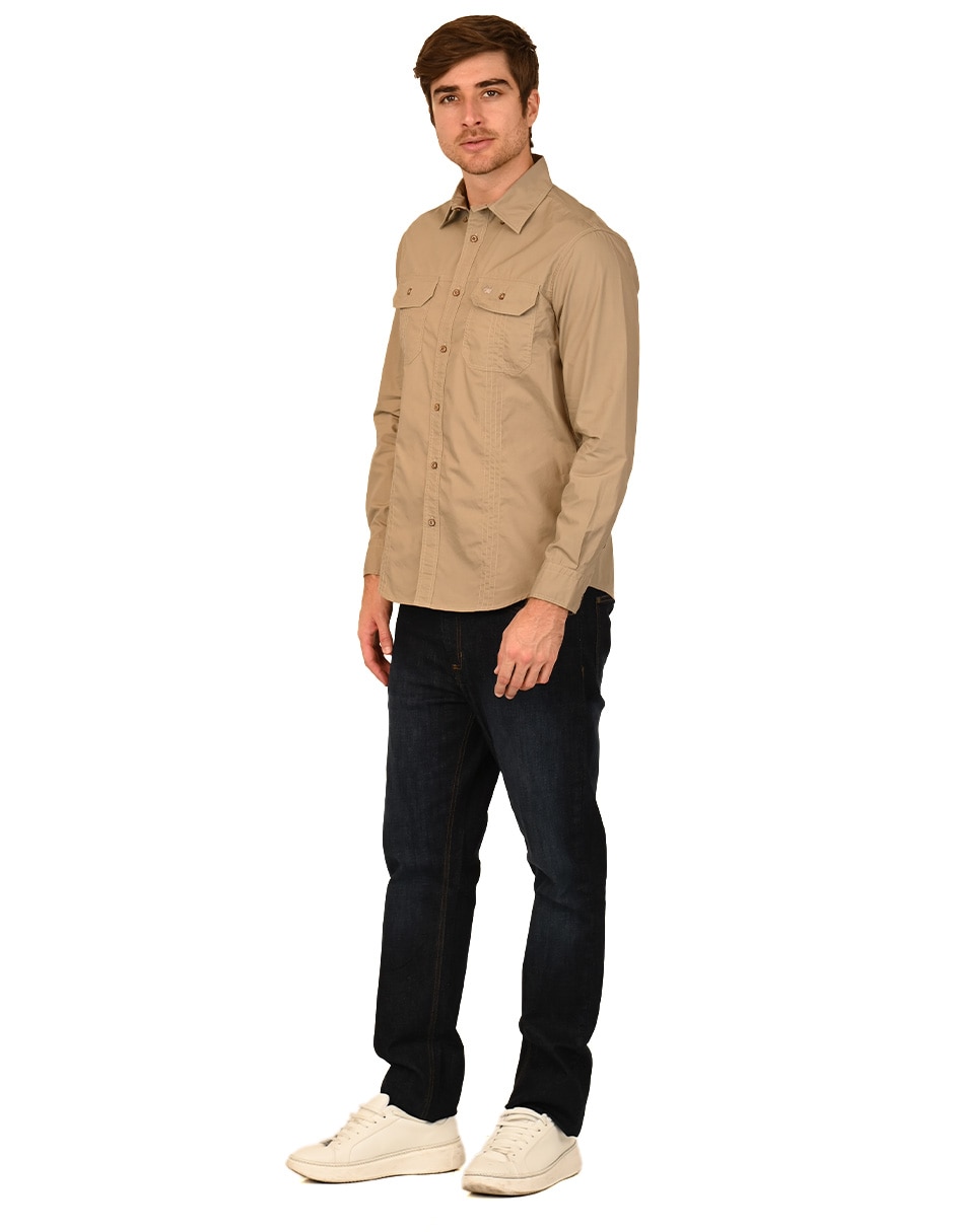 Camisa casual de algodón manga larga para hombre