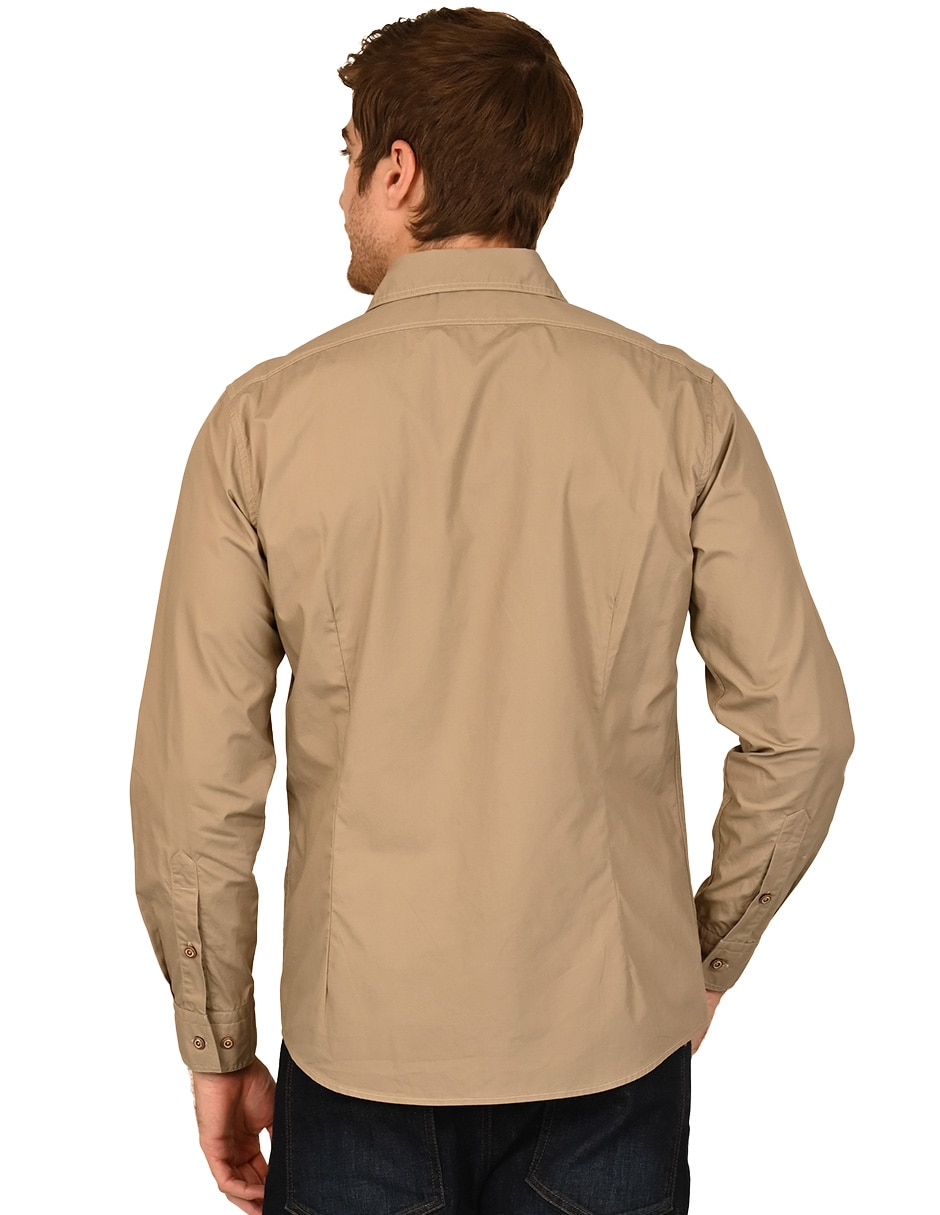 Camisa casual de algodón manga larga para hombre