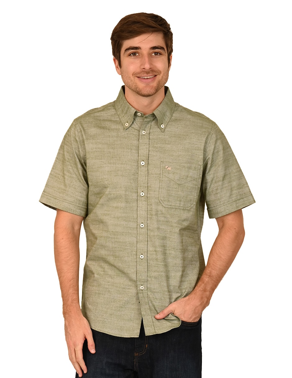 Camisa casual de algodón manga corta para hombre