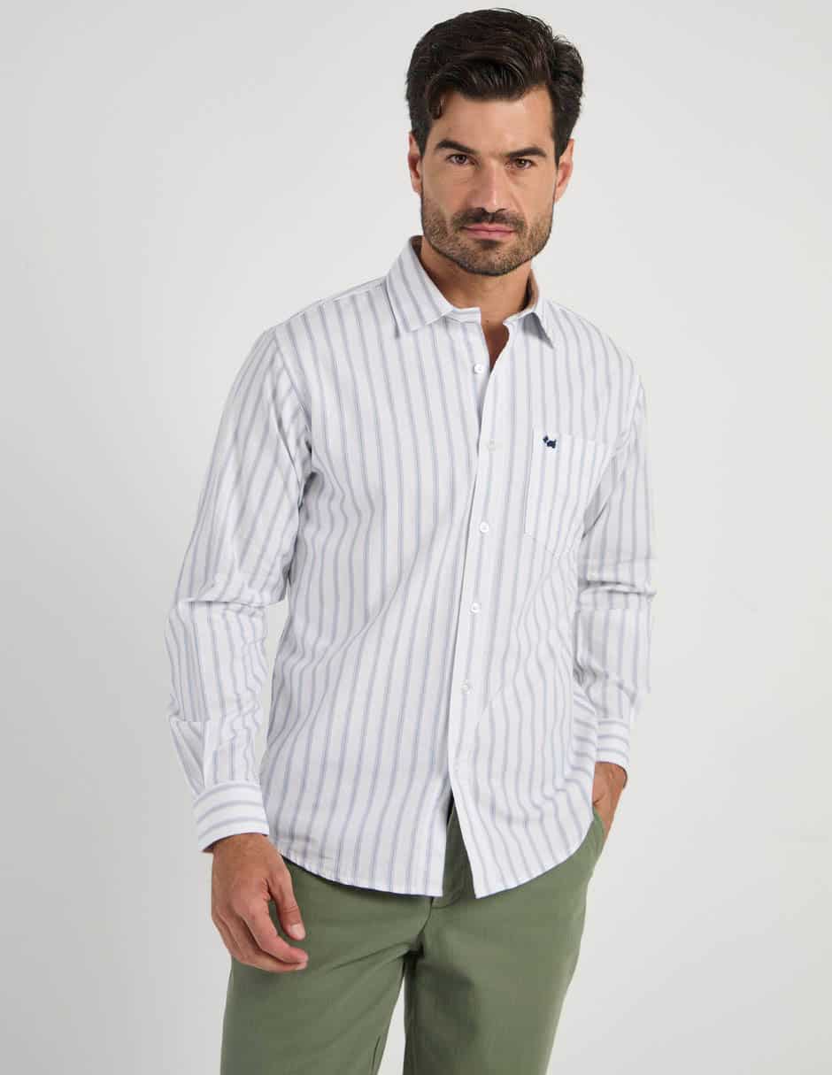 Camisa casual ferrioni de algodón manga larga para hombre