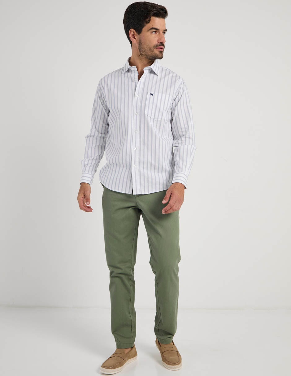 Camisa casual ferrioni de algodón manga larga para hombre