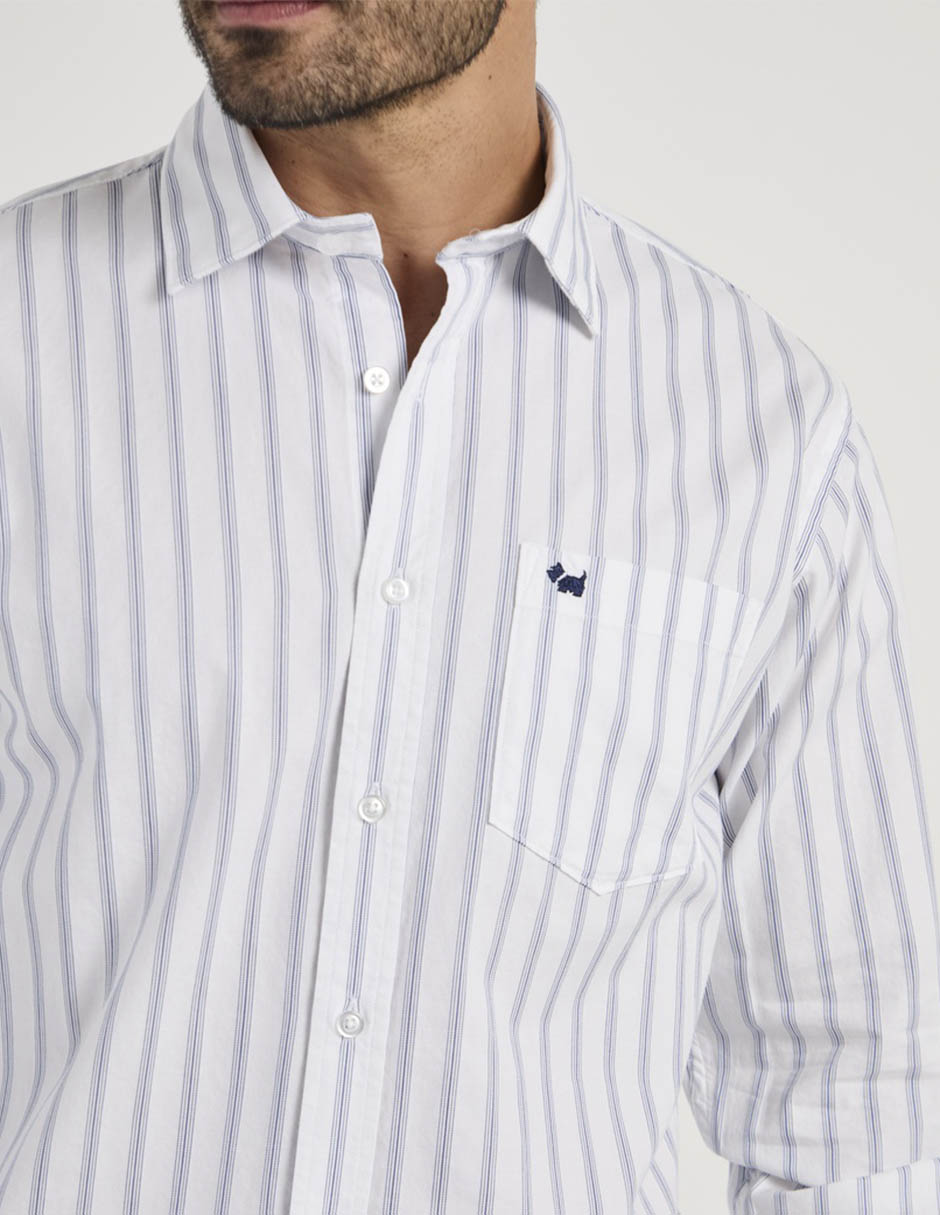 Camisa casual ferrioni de algodón manga larga para hombre