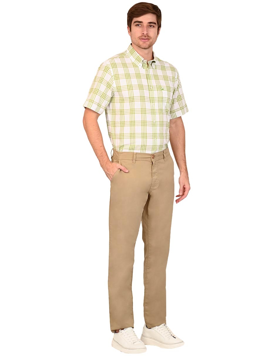 Pantalón chino regular de algodón para hombre 4