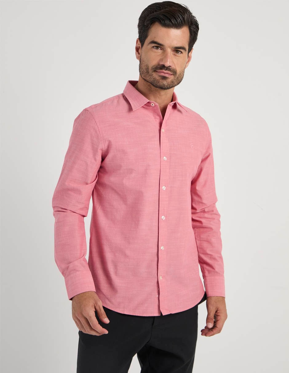 Camisa casual de algodón manga larga para hombre
