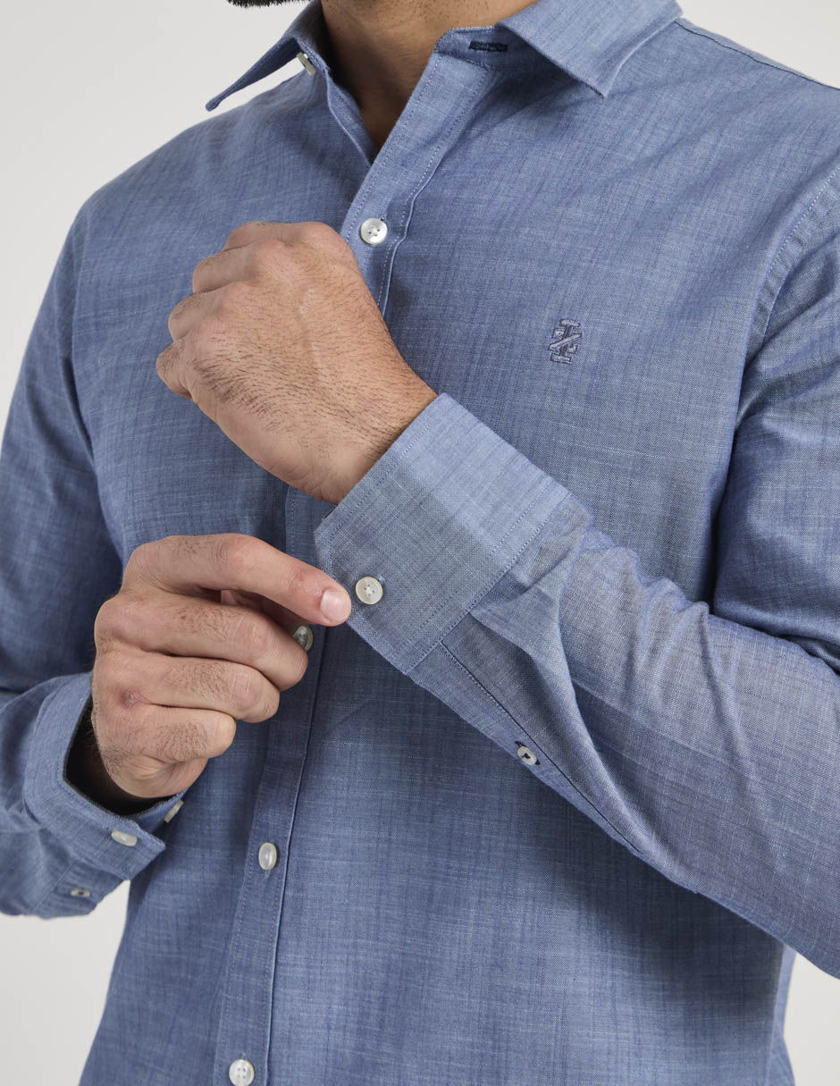 Camisa casual de algodón manga larga para hombre 5