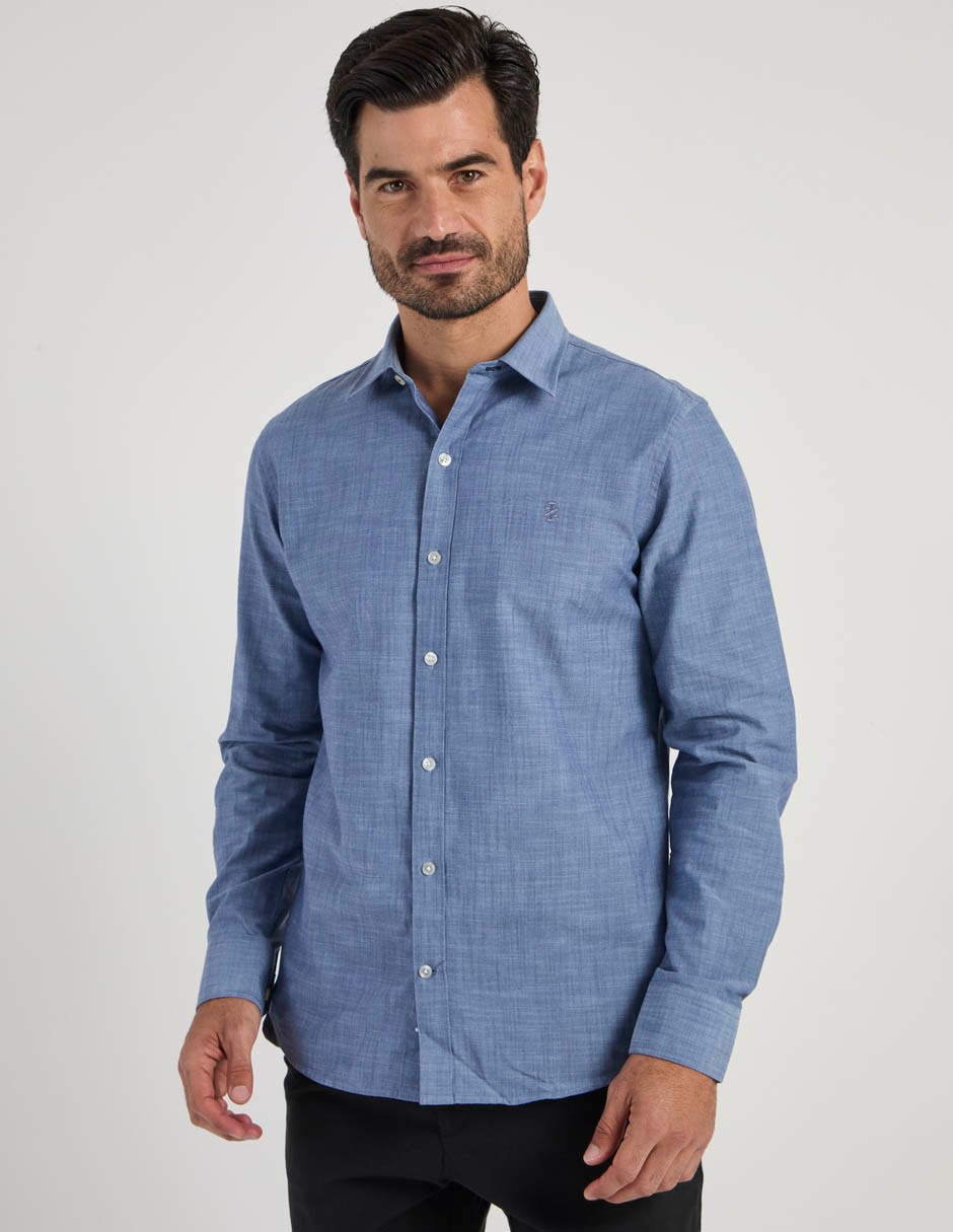 Camisa casual de algodón manga larga para hombre