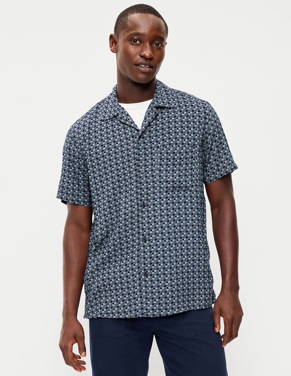 Camisa casual de algodón manga corta para hombre